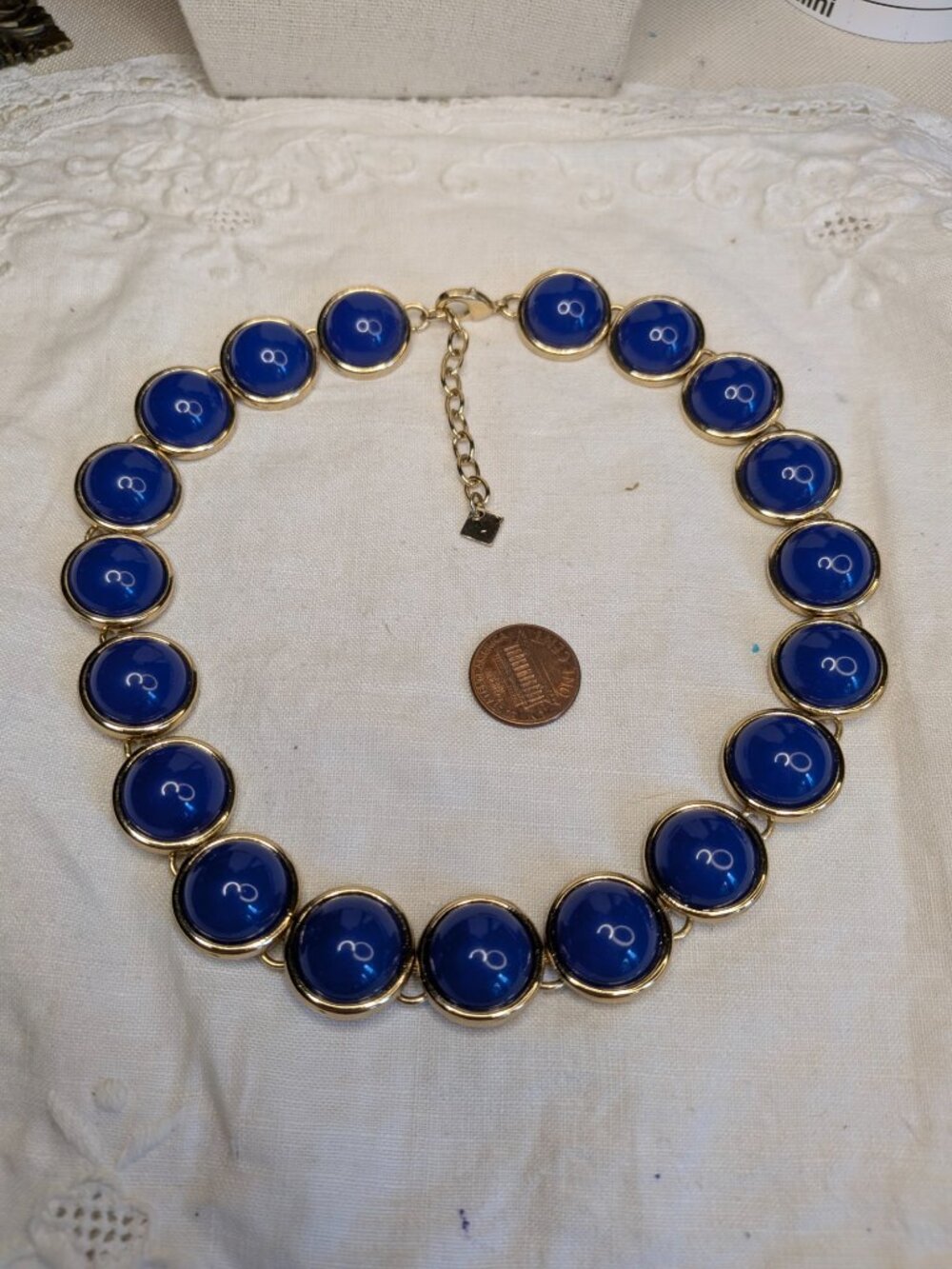 Banana Republic Vintage Cobalt Blue & Gold Statement Necklace